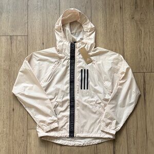 NWT Adidas For the Oceans Lightweight Beige Hooded Windbreaker Jacket Women’s XS